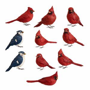 Artificial Cardinal and Blue Jay Mushroom Birds Floral Craft Supplies Wreath Pic